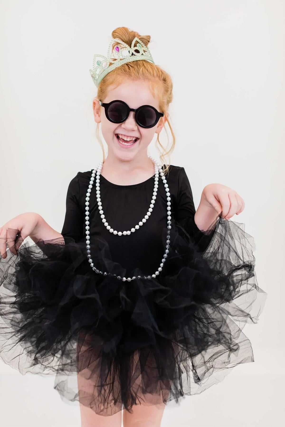 Girls black tutu leotard for girls with 3/4 sleeves and fluffy tulle skirt