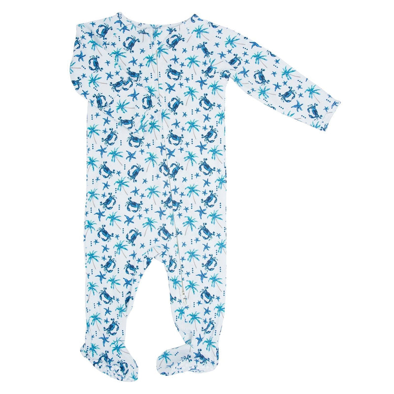 Blue Crabs Zipper Footie - The Palm Beach Baby Sweet Bamboo