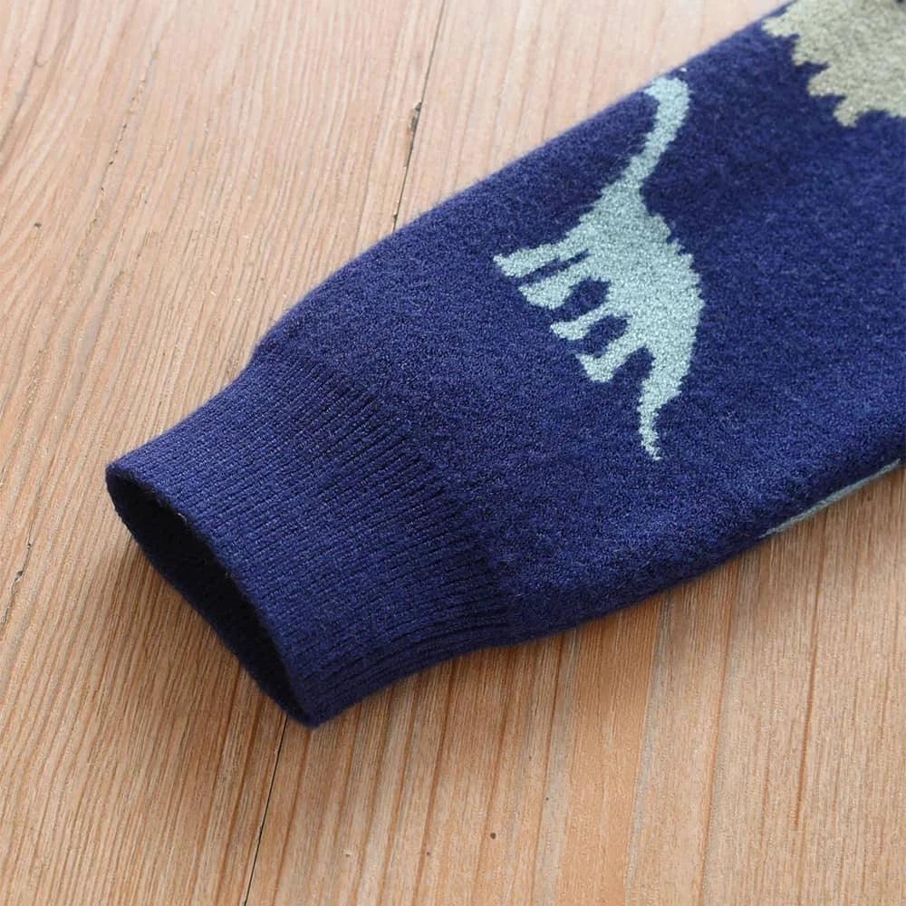 Blue Dinosaur Sweater for Kids - Cozy Boys Knit Pullover - The Palm Beach Baby