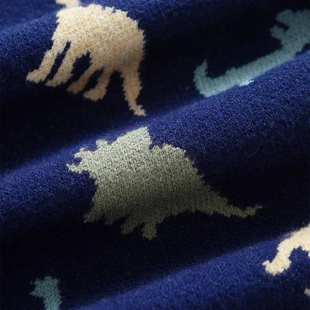 Blue Dinosaur Sweater for Kids - Cozy Boys Knit Pullover - The Palm Beach Baby