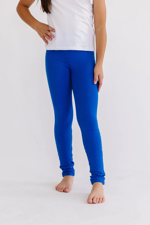 Girls blue leggings by Mila & Rose with a comfortable fit, full length design