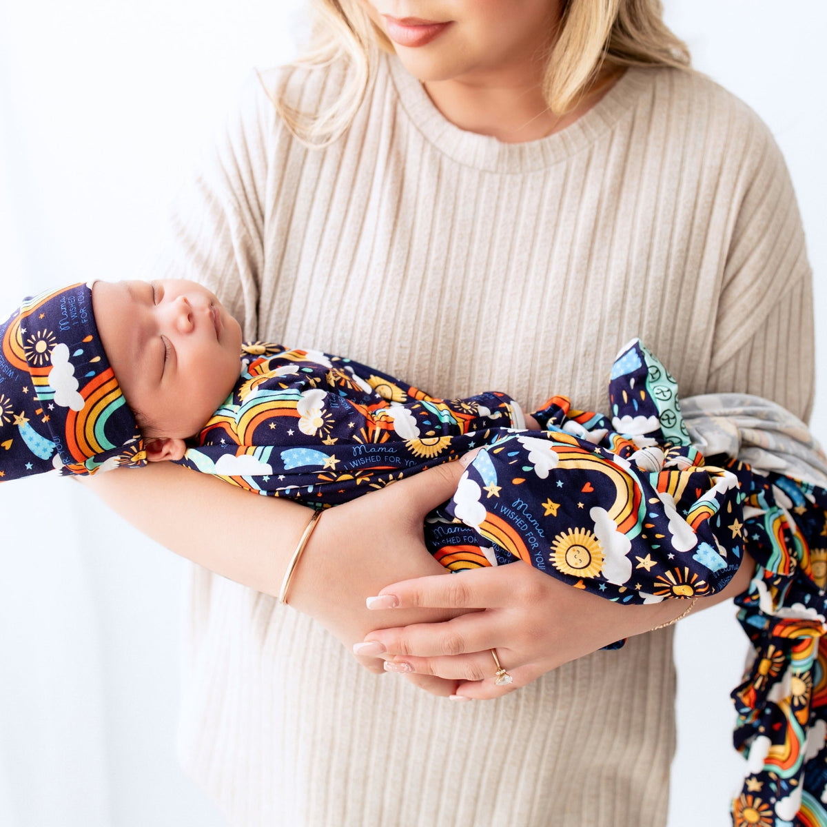 The Forever Swaddle Blanket | Here Comes the Sunshine (Blue)