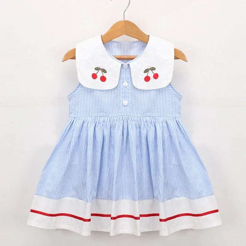 Cherry Print Dress for Girls with Stripes The Palm Beach Baby Cherry Print Dress for Girls with Stripes The Palm Beach Baby