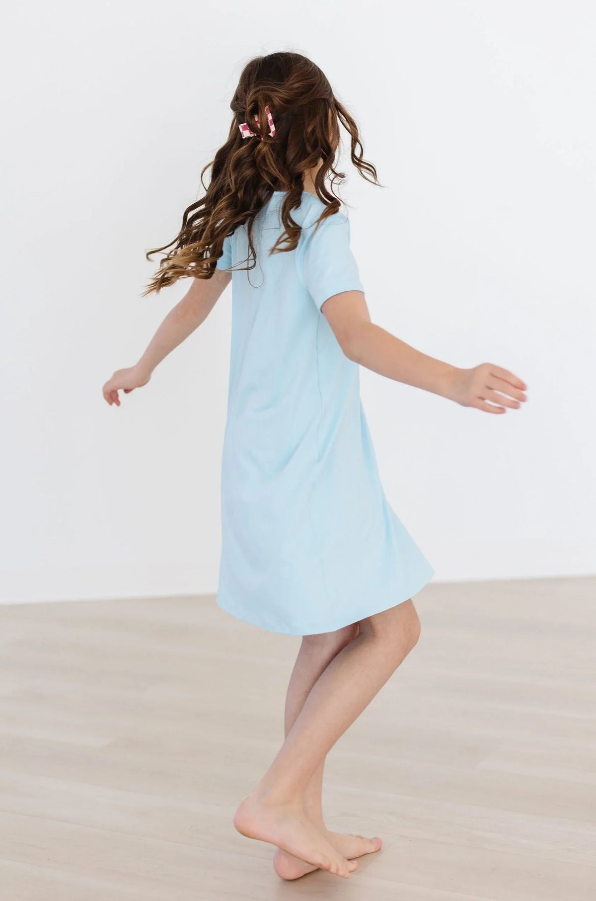 Girls light blue Bluebird t-shirt dress for girls by Mila & Rose short sleeve casual style