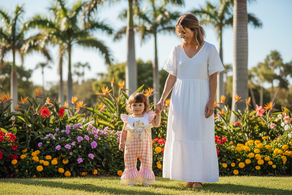 Spring Bunny Little Girls Boho Romper Adorable Checks And Bows - The Palm Beach Baby estimated 18 - 21 Shipping