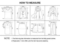 Measurement guide for babies and kids clothing showing shoulder, sleeve, bust, waist, hip, length, and thigh dimensions