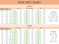 boys 3 piece suit with rose lapel size chart including jacket and pants measurements for ages 2T to 13-14T
