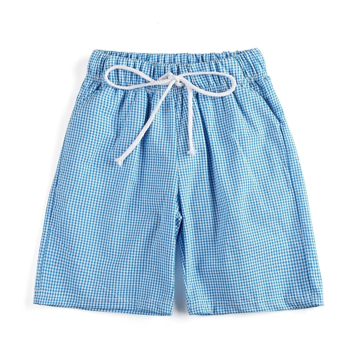 boys classic check bathing suit - Blue Checkered Swim Shorts - The Palm Beach Baby