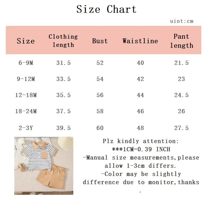 boys striped shorts outfit set with tan shorts and striped top for babies and toddlers