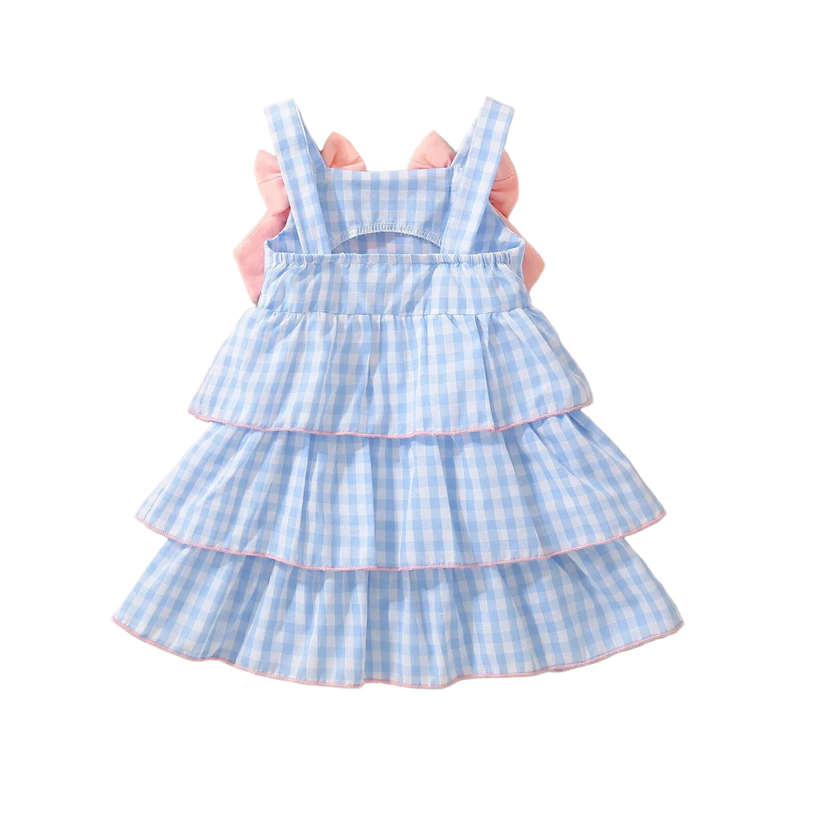 baby girls blue gingham tiered dress with pink ruffle straps in size 12 months business casual dress men