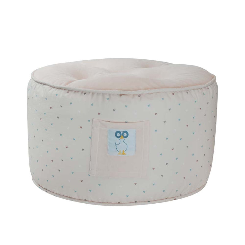 Hearts Toddler Pouf featuring a playful design with hearts, perfect for toddlers' nurseries and playrooms, providing a comfortable and stylish seating option.