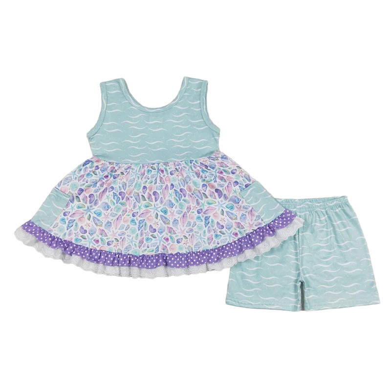 "Sara Jane" Boho Girl's  2 PC Tunic + Shorts Set
