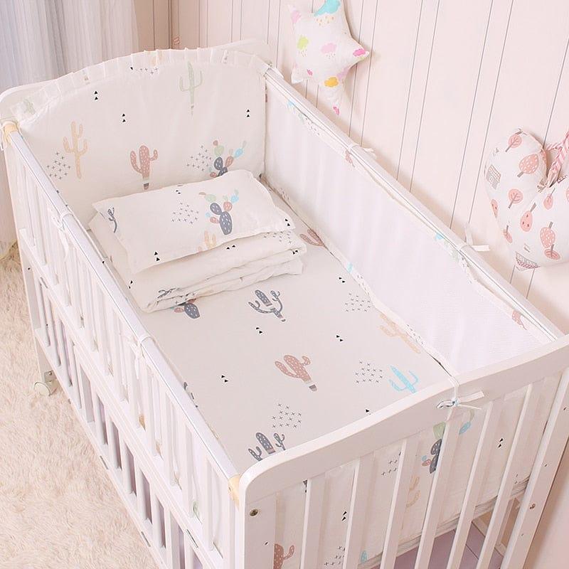 cactus baby crib bedding set in soft pastel colors for infants with cactus print design