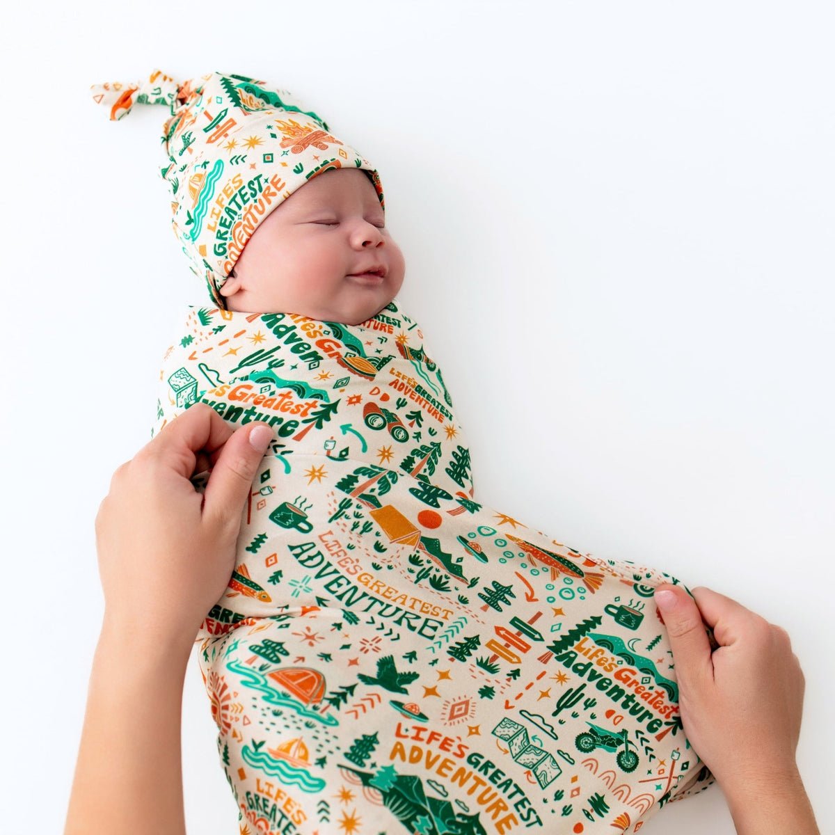 Close up of The Forever Large Swaddle Blanket’s soft bamboo blend fabric, ensuring a gentle touch for baby’s sensitive skin in this large swaddle blanket.