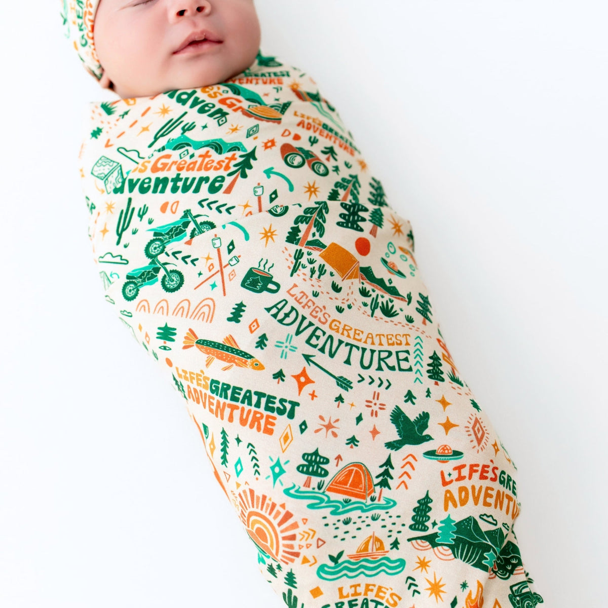 The Forever Large Swaddle Blanket laid out, highlighting its spacious 48x48 size, a perfect large swaddle blanket for growing babies.