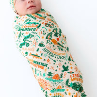 The Forever Large Swaddle Blanket laid out, highlighting its spacious 48x48 size, a perfect large swaddle blanket for growing babies.
