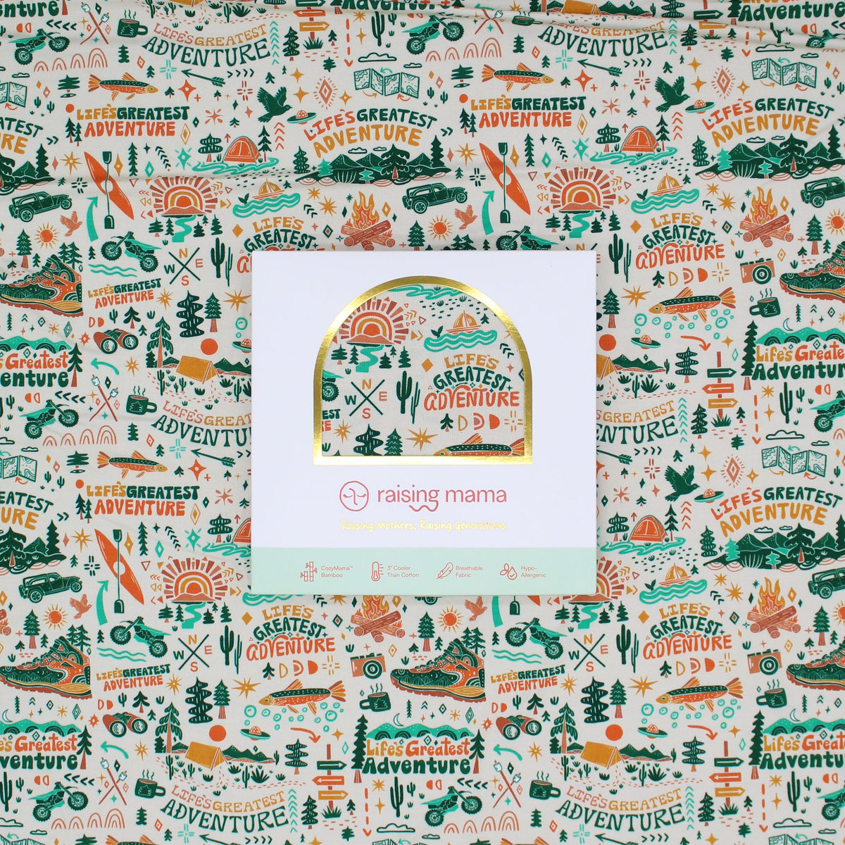 The Forever Large Swaddle Blanket showcasing its vibrant Colorful Wanderlust design, ideal for a large swaddle blanket experience.