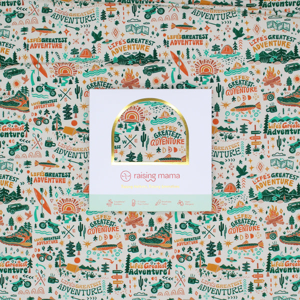 The Forever Large Swaddle Blanket showcasing its vibrant Colorful Wanderlust design, ideal for a large swaddle blanket experience.