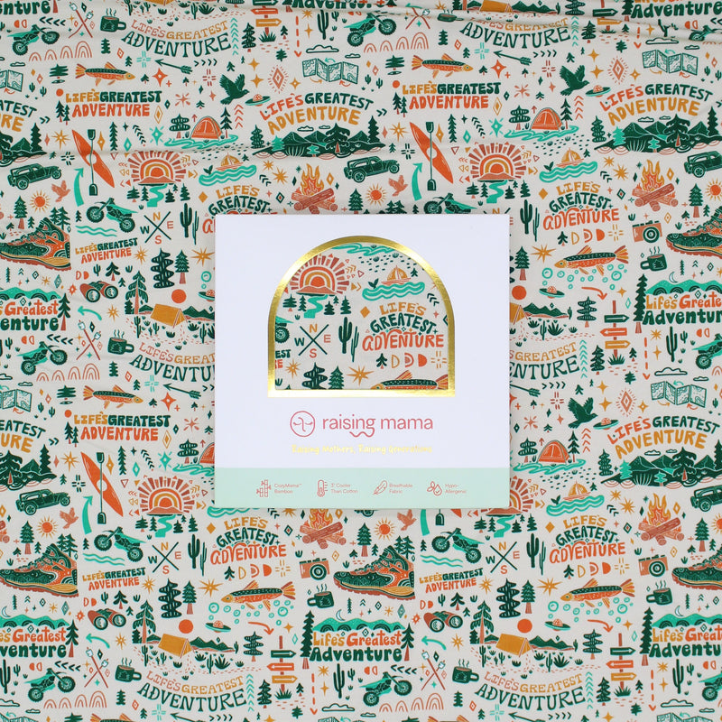 The Forever Large Swaddle Blanket showcasing its vibrant Colorful Wanderlust design, ideal for a large swaddle blanket experience.