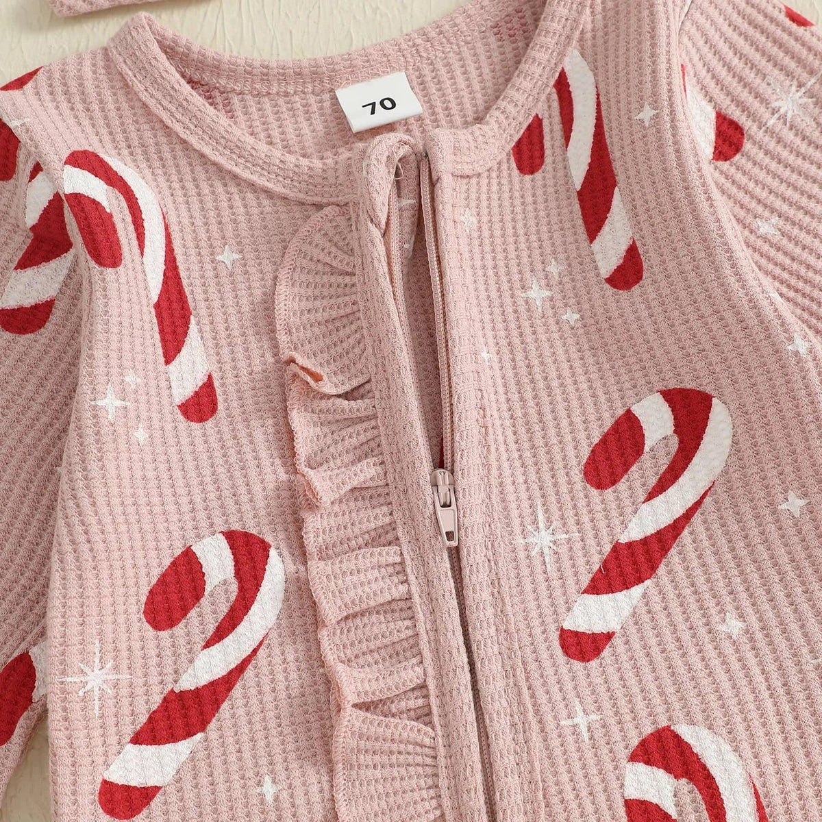 Candy Cane Baby Footie - Cozy Infant Holiday Onesie - The Palm Beach Baby