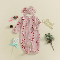 Candy Cane Baby Footie - Cozy Infant Holiday Onesie - The Palm Beach Baby