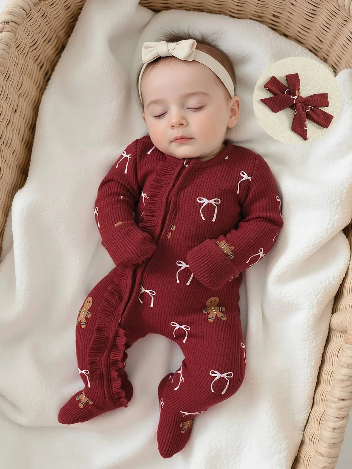 Candy Cane Baby Footie - Cozy Infant Holiday Onesie - The Palm Beach Baby