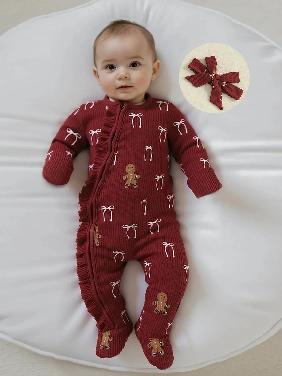 Candy Cane Baby Footie - Cozy Infant Holiday Onesie - The Palm Beach Baby
