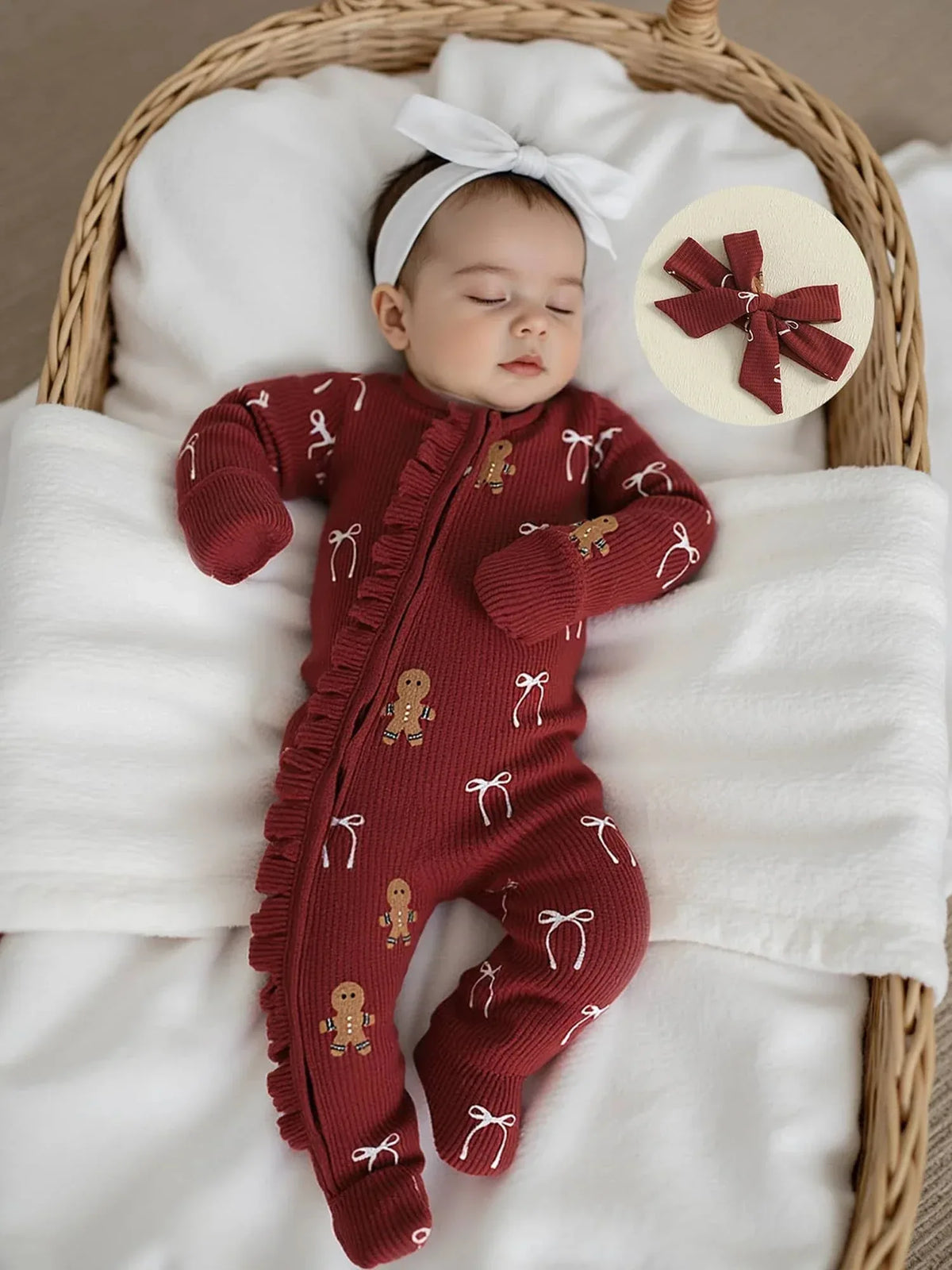 Candy Cane Baby Footie - Cozy Infant Holiday Onesie - The Palm Beach Baby