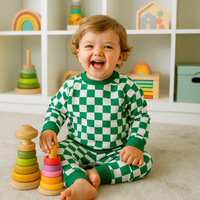 Checker Greatest Green Crew Neck Jogger Set - The Palm Beach Baby