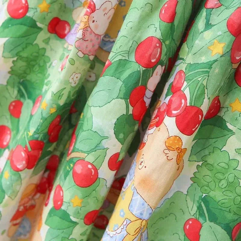 Cherry Print Dress for Kids with Embroidered Collar - The Palm Beach Baby