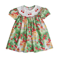 Cherry Print Dress for Kids with Embroidered Collar - The Palm Beach Baby