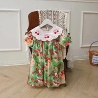 Cherry Print Dress for Kids with Embroidered Collar - The Palm Beach Baby