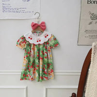 Cherry Print Dress for Kids with Embroidered Collar - The Palm Beach Baby