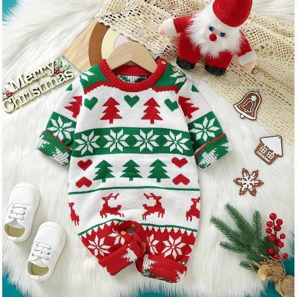 Knitted Christmas Baby Romper Festive Holiday Outfit - The Palm Beach Baby