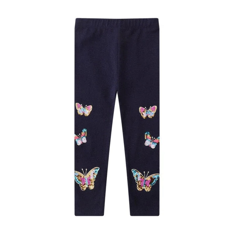 Girls black colorful butterfly leggings for girls with vibrant butterfly designs, toddler size