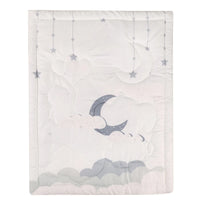 baby white comfort set with gray moon and star designs for infants