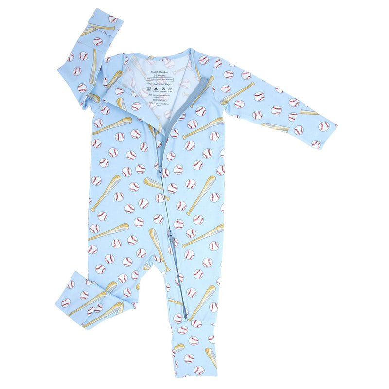 Classic Baseball Convertible Romper - 2 Way Zip - The Palm Beach Baby Sweet Bamboo