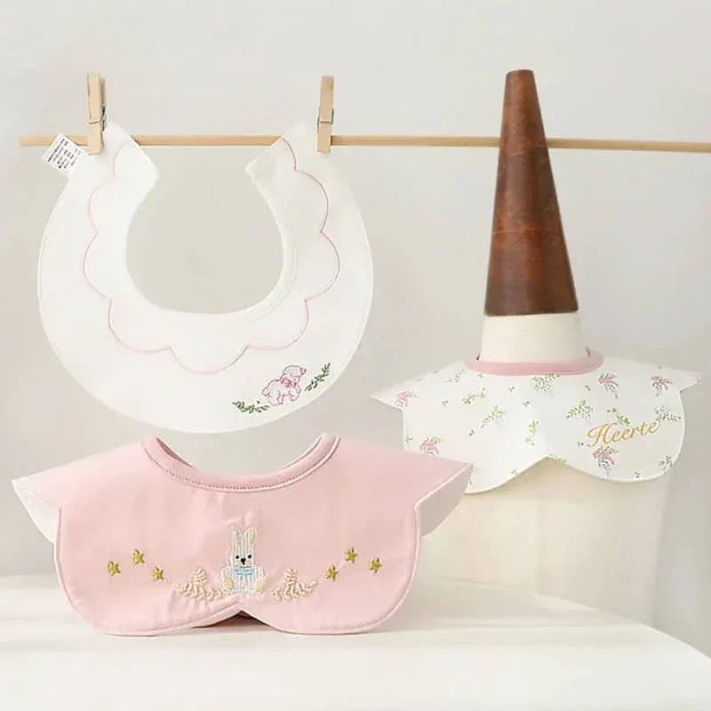 Cotton Embroidered Baby Bibs Set - Stylish & Soft - The Palm Beach Baby