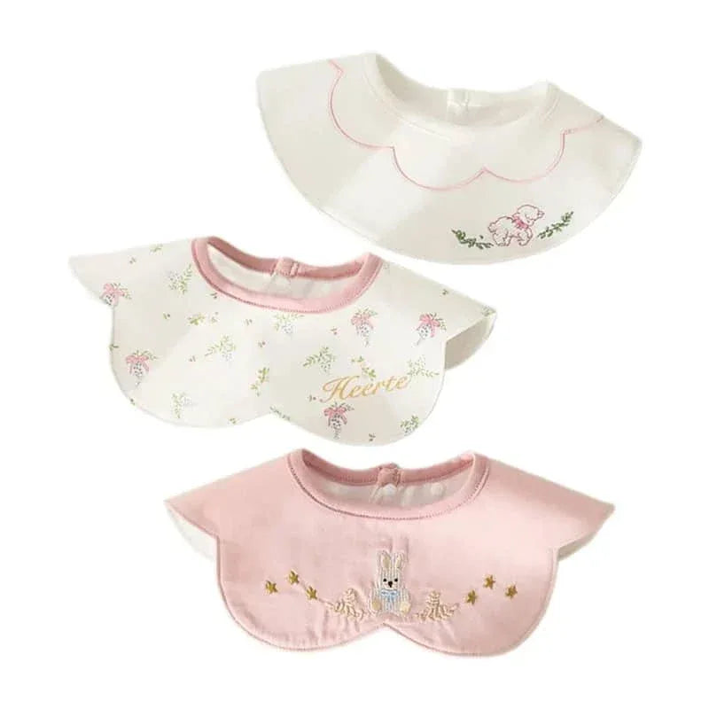 Cotton Embroidered Baby Bibs Set - Stylish & Soft - The Palm Beach Baby