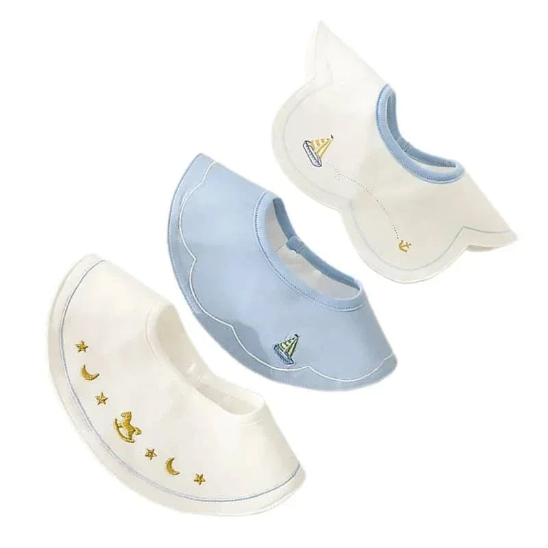 Cotton Embroidered Baby Bibs Set - Stylish & Soft - The Palm Beach Baby