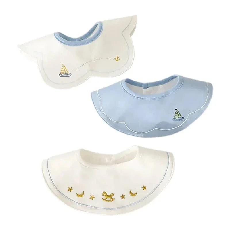 Cotton Embroidered Baby Bibs Set - Stylish & Soft - The Palm Beach Baby