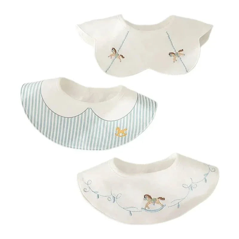 Cotton Embroidered Baby Bibs Set - Stylish & Soft - The Palm Beach Baby