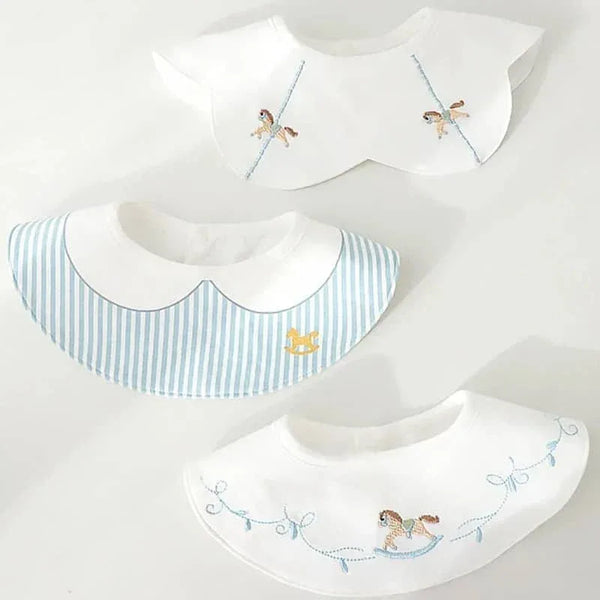 Cotton Embroidered Baby Bibs Set - Stylish & Soft - The Palm Beach Baby