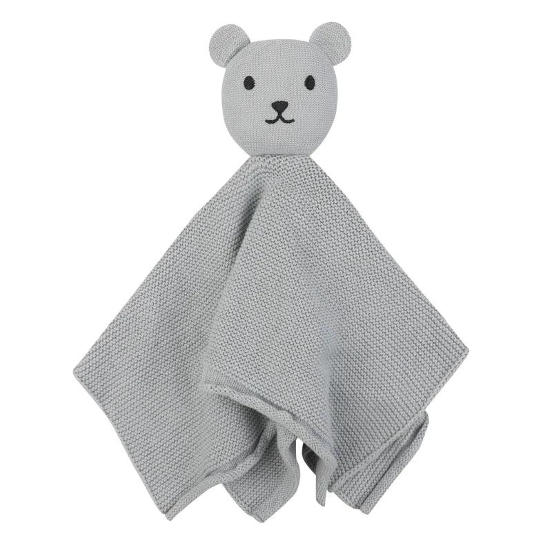 gray cotton soothing cloth toy for toddlers with bear head for babies and kids