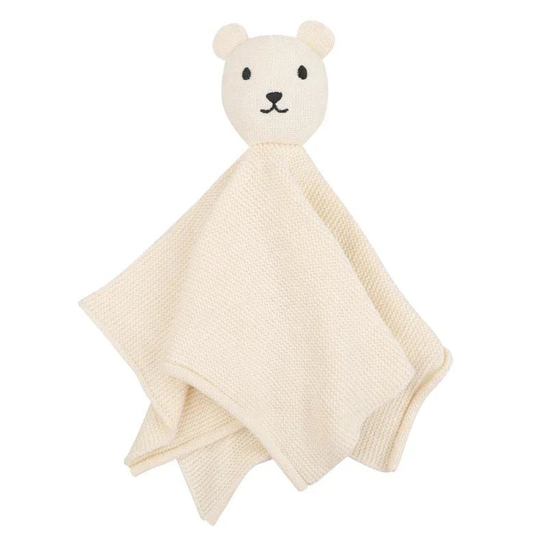 cream cotton soothing cloth toy for toddlers with bear head for babies and kids