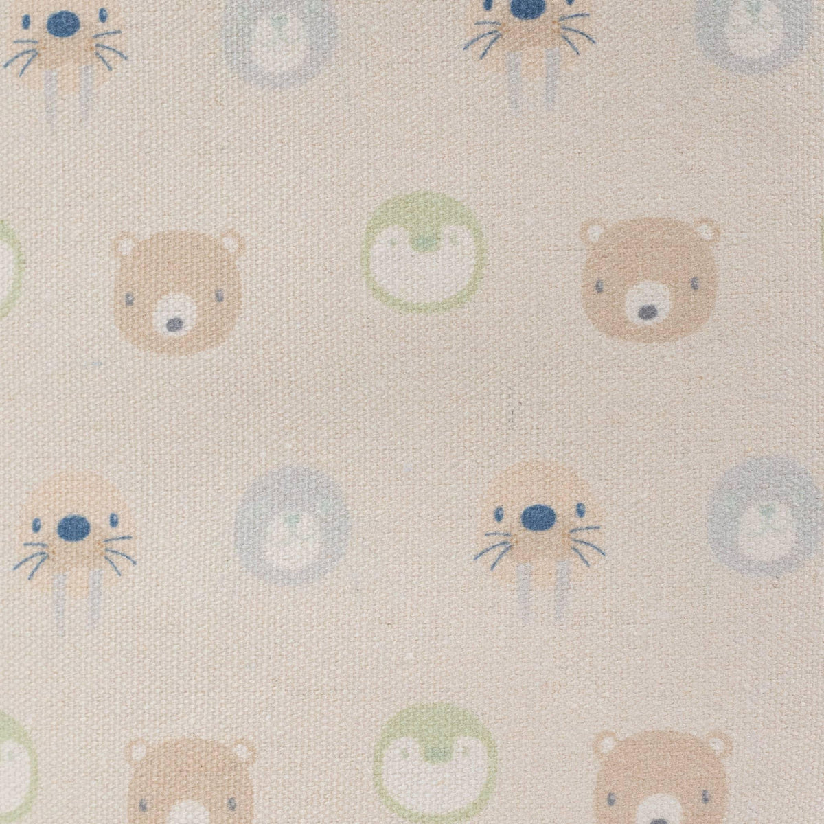 Goosewaddle soft storage bins fabric with beige background and cute animal faces for newborns