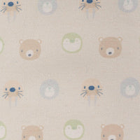 Goosewaddle soft storage bins fabric with beige background and cute animal faces for newborns