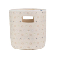 Goosewaddle beige soft storage bins for babies with cute animal and fruit pattern and handle cutout