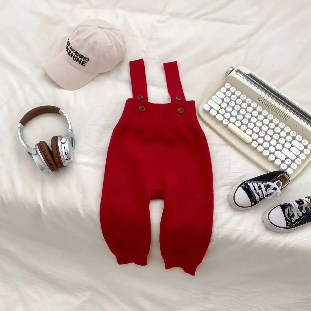 Cozy Knit Overalls for Babies - Red Knit Baby Overalls - The Palm Beach Baby