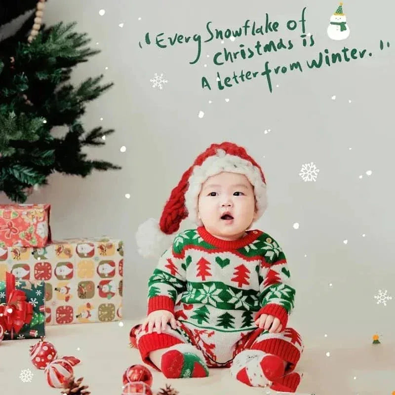 Knitted Christmas Baby Romper Festive Holiday Outfit - The Palm Beach Baby